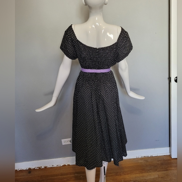 Unique Vintage Polka Dot Swing Dress, VGUC, Size 2X - Picture 5 of 10